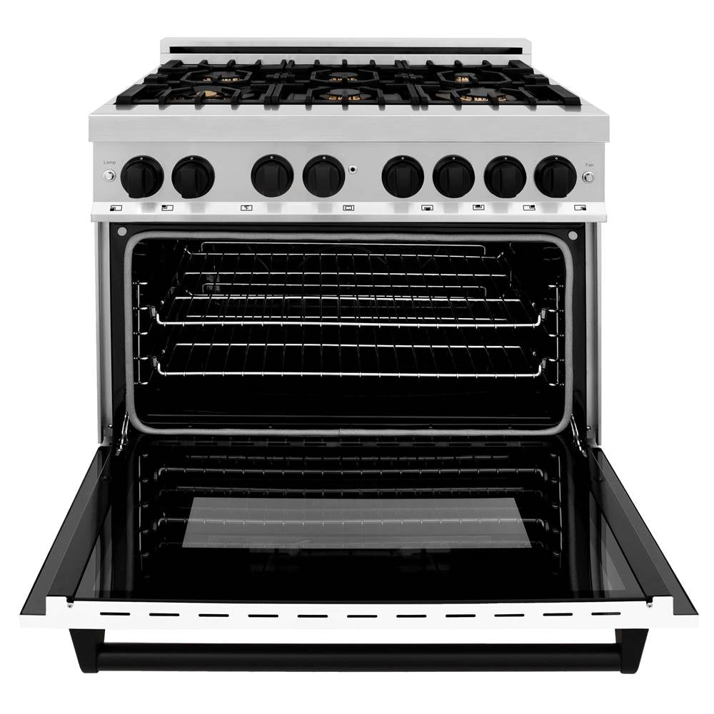 Autograph Edition 36'' 4.6 cu.' Dual Fuel Range with Gas Stove and Electric Oven in Stainless Steel with White Matte Door and CB Accents