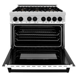 Autograph Edition 36'' 4.6 cu.' Dual Fuel Range with Gas Stove and Electric Oven in Stainless Steel with White Matte Door and CB Accents