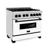Z-Line - Autograph Edition 36'' 4.6 cu.' Dual Fuel Range with Gas Stove and Electric Oven in Stainless Steel with WM Door and Matte Black Accents - Matte Black