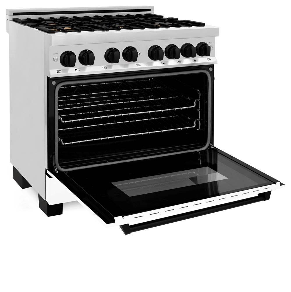 Autograph Edition 36'' 4.6 cu.' Dual Fuel Range with Gas Stove and Electric Oven in Stainless Steel with White Matte Door and CB Accents