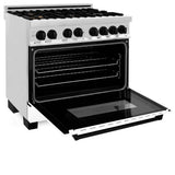 Autograph Edition 36'' 4.6 cu.' Dual Fuel Range with Gas Stove and Electric Oven in Stainless Steel with White Matte Door and CB Accents