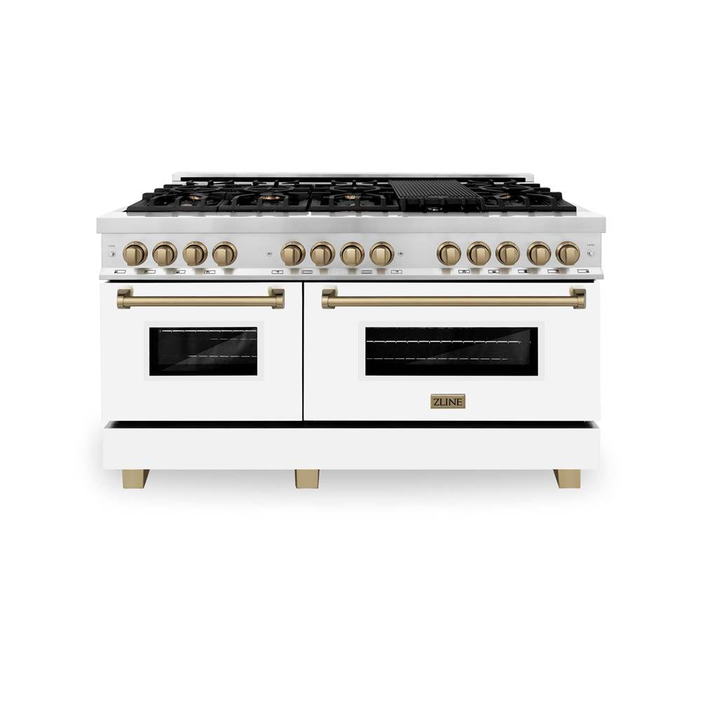 Autograph Edition 60'' 7.4 cu.' Dual Fuel Range with Gas Stove and Electric Oven in Stainless Steel with White Matte Door and CB Accents