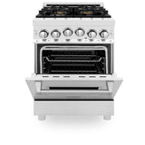 24'' 2.8 cu.' Range with Gas Stove and Gas Oven in Stainless Steel with Brass Burners