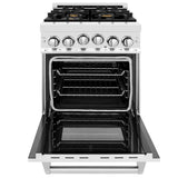 24'' 2.8 cu.' Range with Gas Stove and Gas Oven in Stainless Steel with Brass Burners