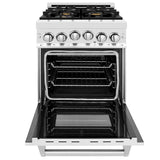 24'' 2.8 cu. ft. Gas Oven and Gas Cooktop Range with Griddle and Brass Burners in Stainless Steel