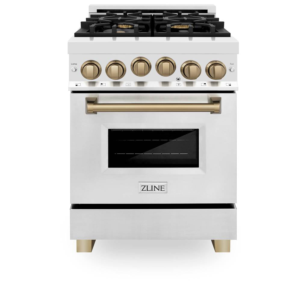 Autograph Edition 24'' 2.8 cu.' Range with Gas Stove and Gas Oven in Stainless Steel with Champagne Bronze Accents