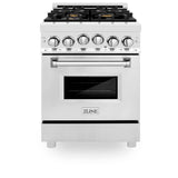 24'' 2.8 cu. ft. Gas Oven and Gas Cooktop Range with Griddle and Brass Burners in Stainless Steel