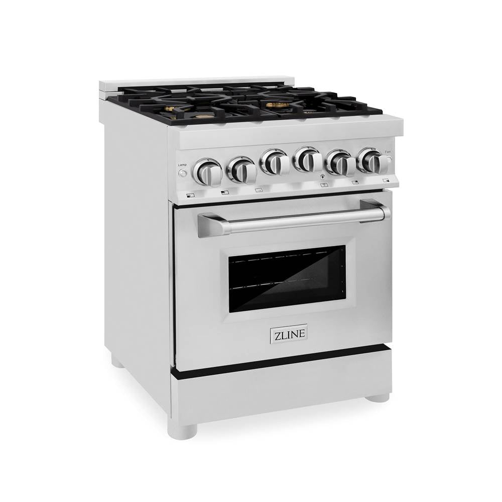 Z-Line - 24'' 2.8 cu.' Range with Gas Stove and Gas Oven in Stainless Steel with Brass Burners - Stainless Steel