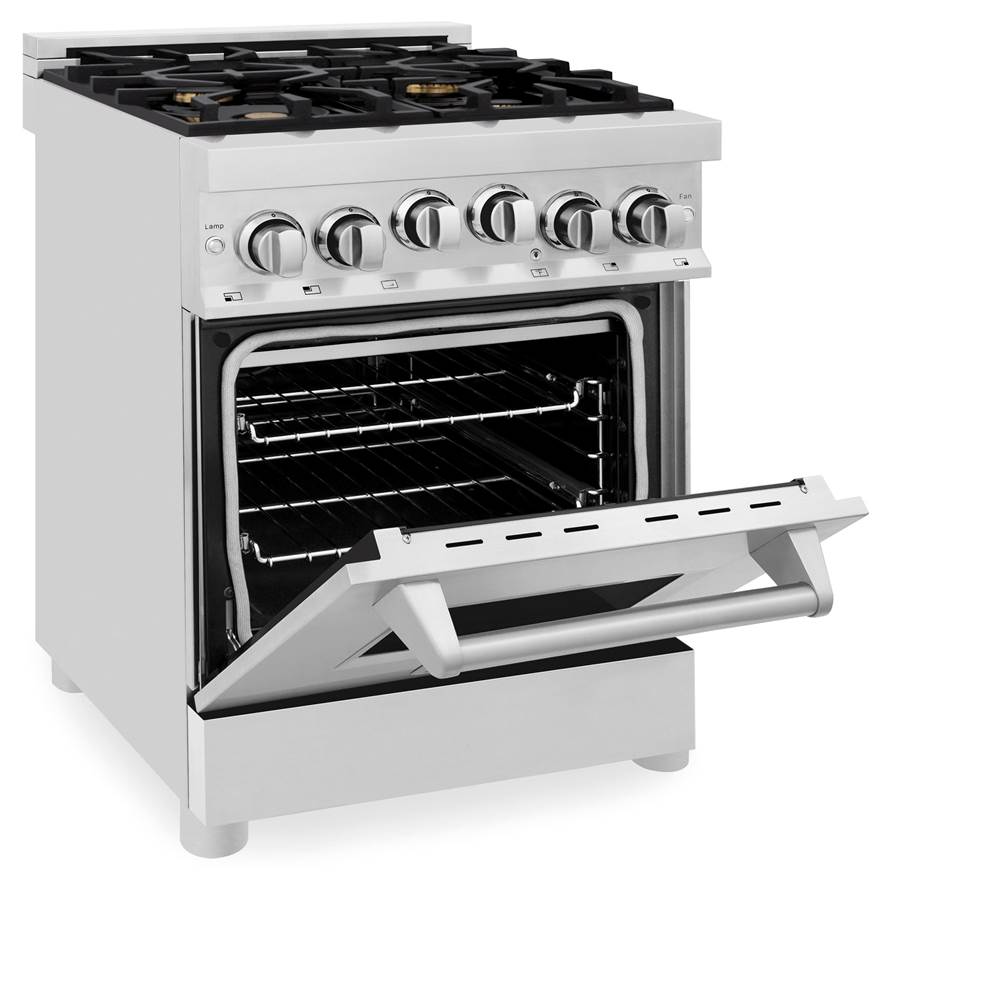 24'' 2.8 cu.' Range with Gas Stove and Gas Oven in Stainless Steel with Brass Burners