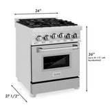 24'' 2.8 cu.' Range with Gas Stove and Gas Oven in Stainless Steel and Black Matte Door