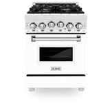 24'' 2.8 cu. ft. Gas Oven and Gas Cooktop Range with Griddle and White Matte Door in Stainless Steel