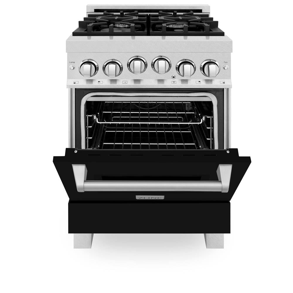 24'' 2.8 cu.' Range with Gas Stove and Gas Oven in DuraSnow Stainless Steel and Black Matte Door