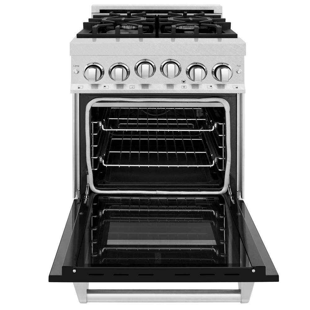 24'' 2.8 cu.' Range with Gas Stove and Gas Oven in DuraSnow Stainless Steel and Black Matte Door