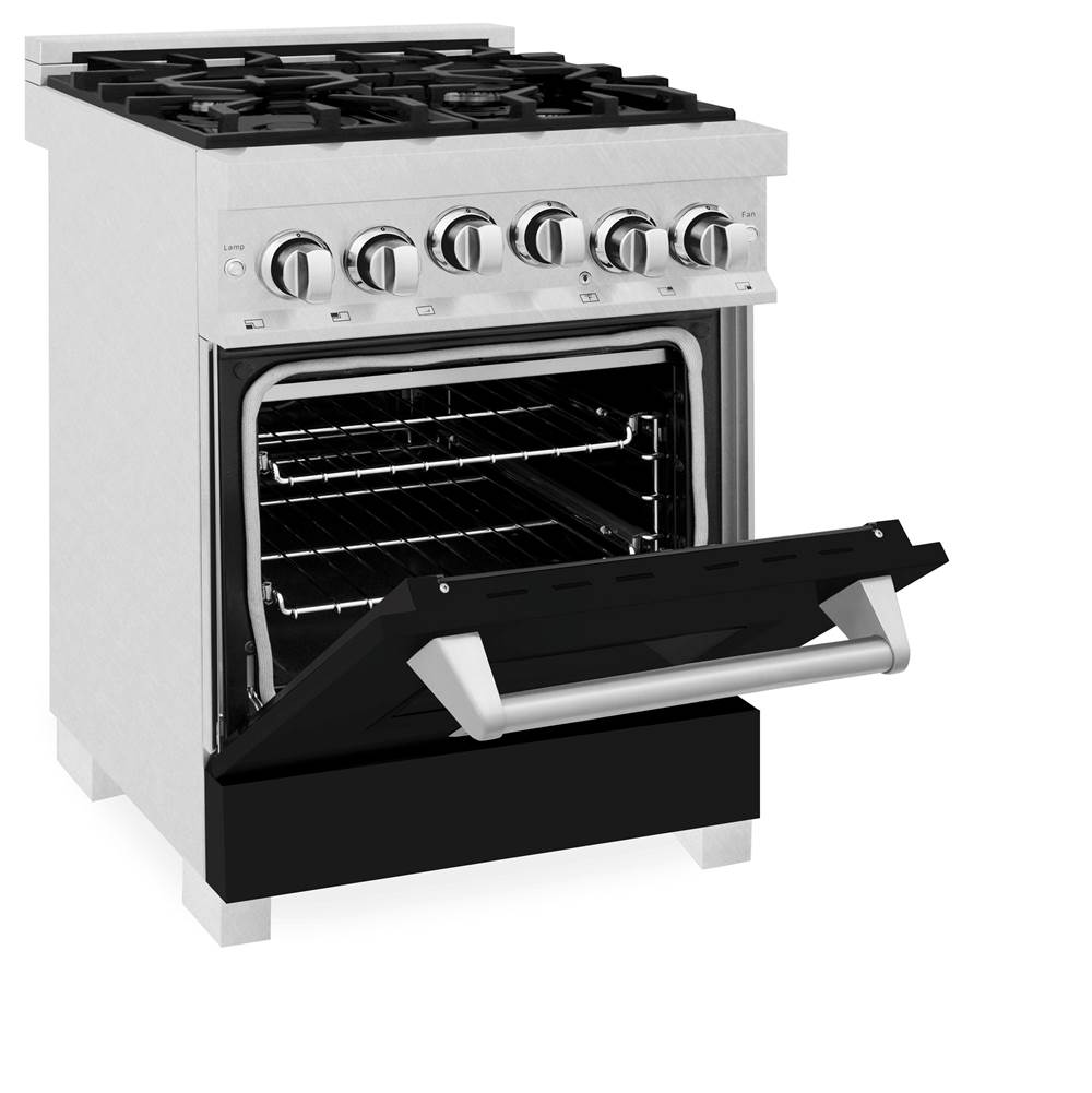 24'' 2.8 cu.' Range with Gas Stove and Gas Oven in DuraSnow Stainless Steel and Black Matte Door