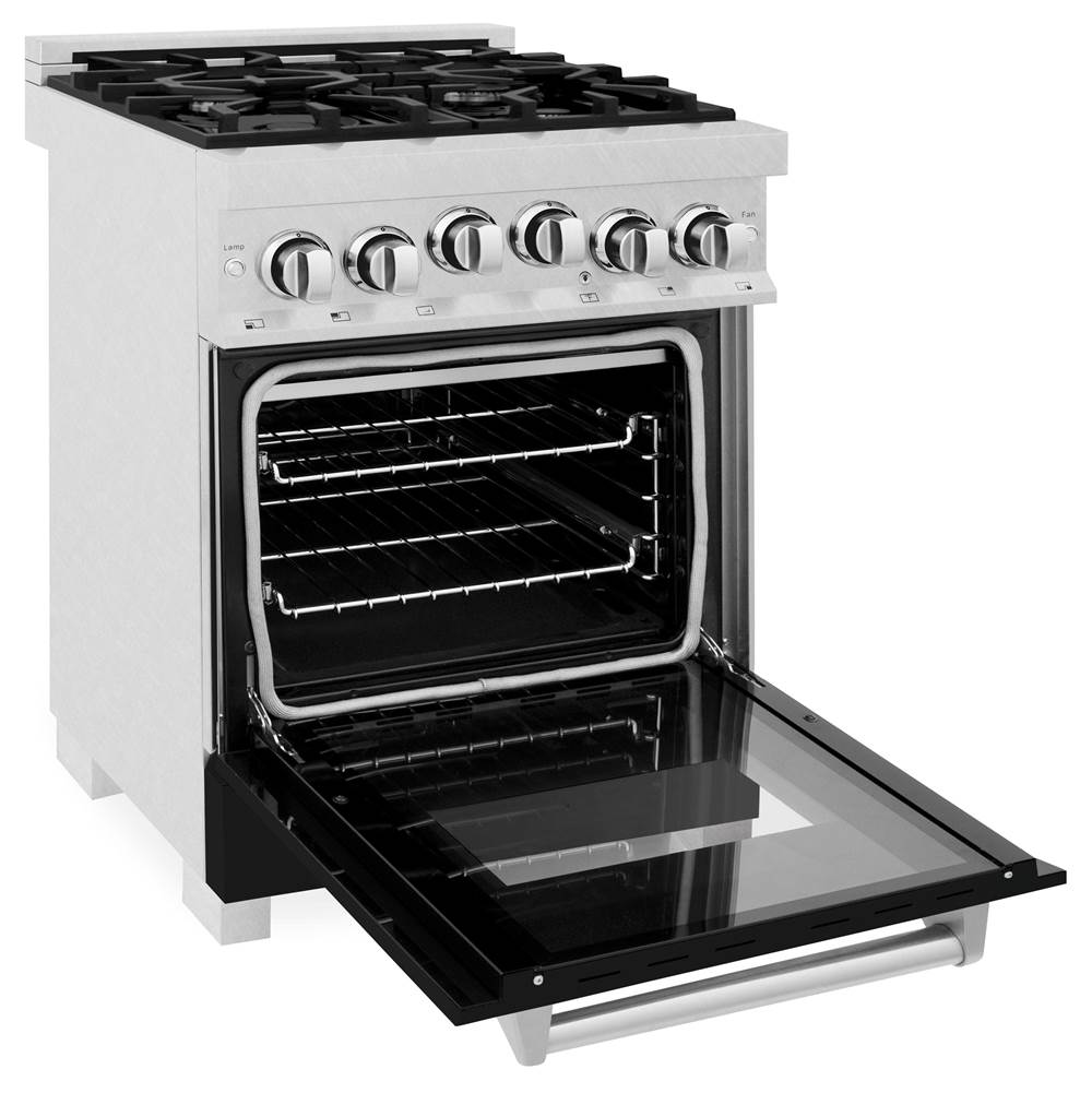24'' 2.8 cu.' Range with Gas Stove and Gas Oven in DuraSnow Stainless Steel and Black Matte Door