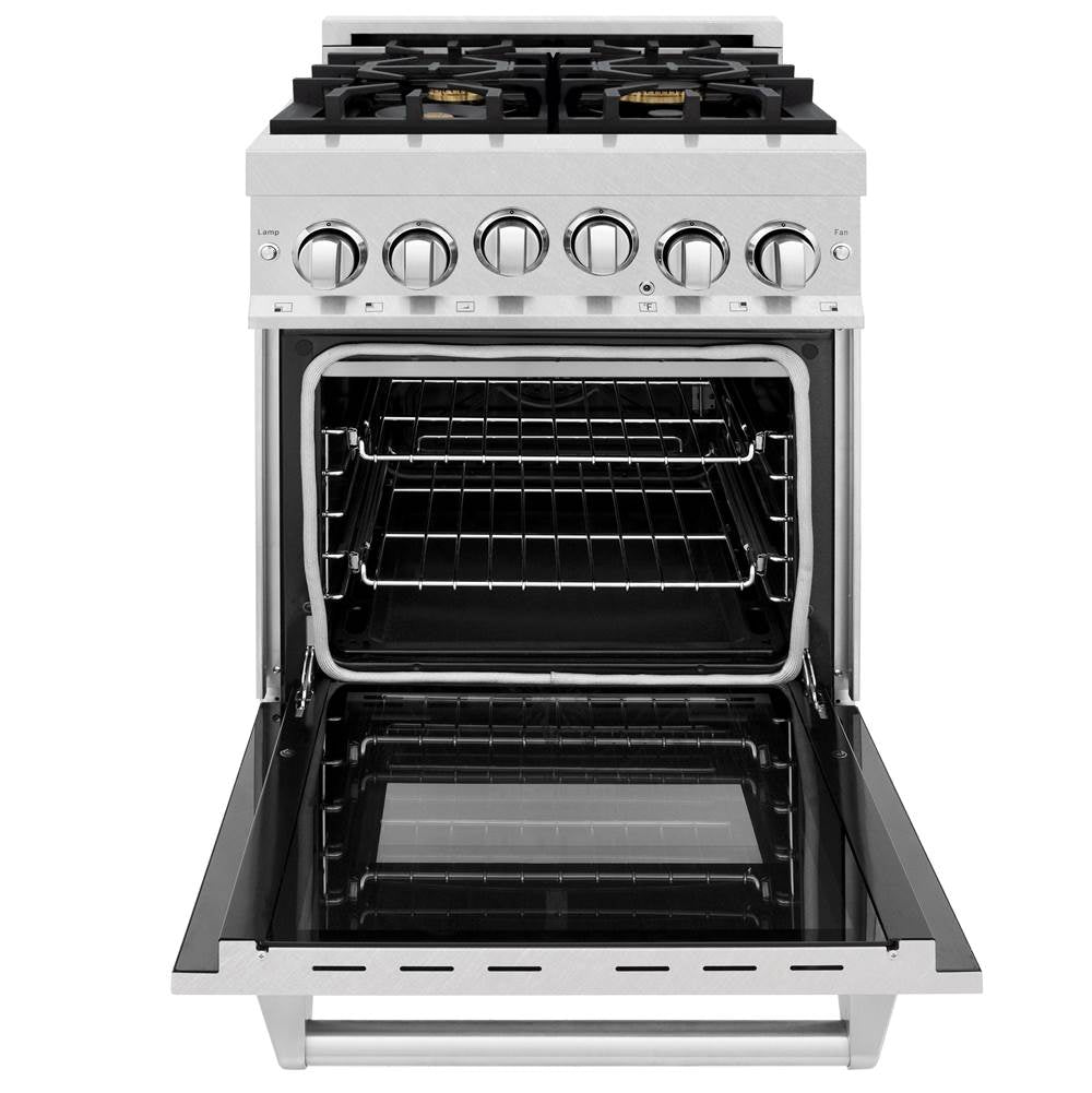 24'' 2.8 cu. ft. Gas Oven and Gas Cooktop Range with Griddle and Brass Burners in Fingerprint Resistant Stainless Steel