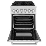 24'' 2.8 cu. ft. Gas Oven and Gas Cooktop Range with Griddle and Brass Burners in Fingerprint Resistant Stainless Steel