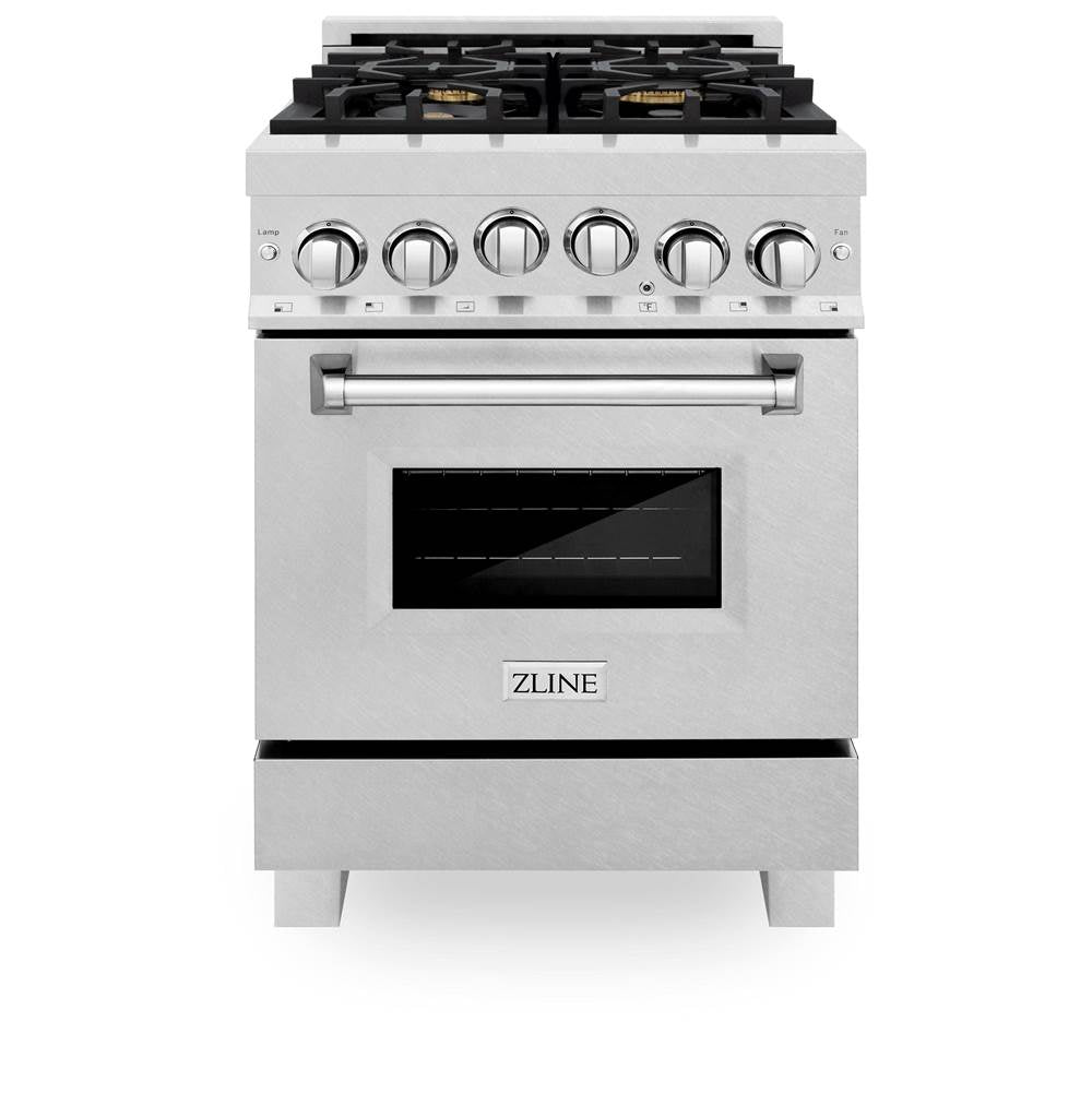 24'' 2.8 cu. ft. Gas Oven and Gas Cooktop Range with Griddle and Brass Burners in Fingerprint Resistant Stainless Steel