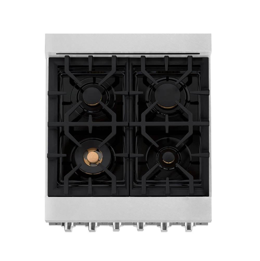 24'' 2.8 cu. ft. Gas Oven and Gas Cooktop Range with Griddle and Brass Burners in Fingerprint Resistant Stainless Steel