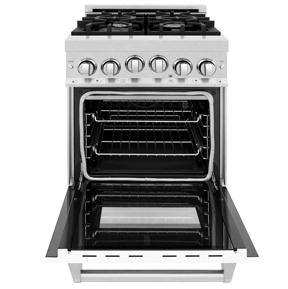 24'' 2.8 cu. ft. Gas Oven and Gas Cooktop Range with Griddle and White Matte Door in Fingerprint Resistant Stainless Steel