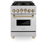 24'' 2.8 cu.' Range with Gas Stove and Gas Oven in DuraSnow Stainless Steel with Champagne Bronze Accents