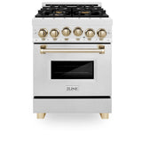 24'' 2.8 cu.' Range with Gas Stove and Gas Oven in DuraSnow Stainless Steel with Champagne Bronze Accents