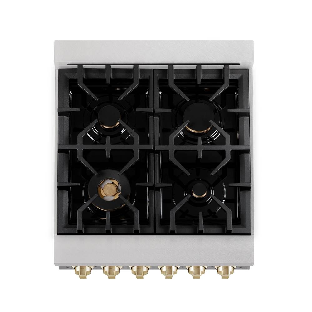 24'' 2.8 cu.' Range with Gas Stove and Gas Oven in DuraSnow Stainless Steel with Champagne Bronze Accents