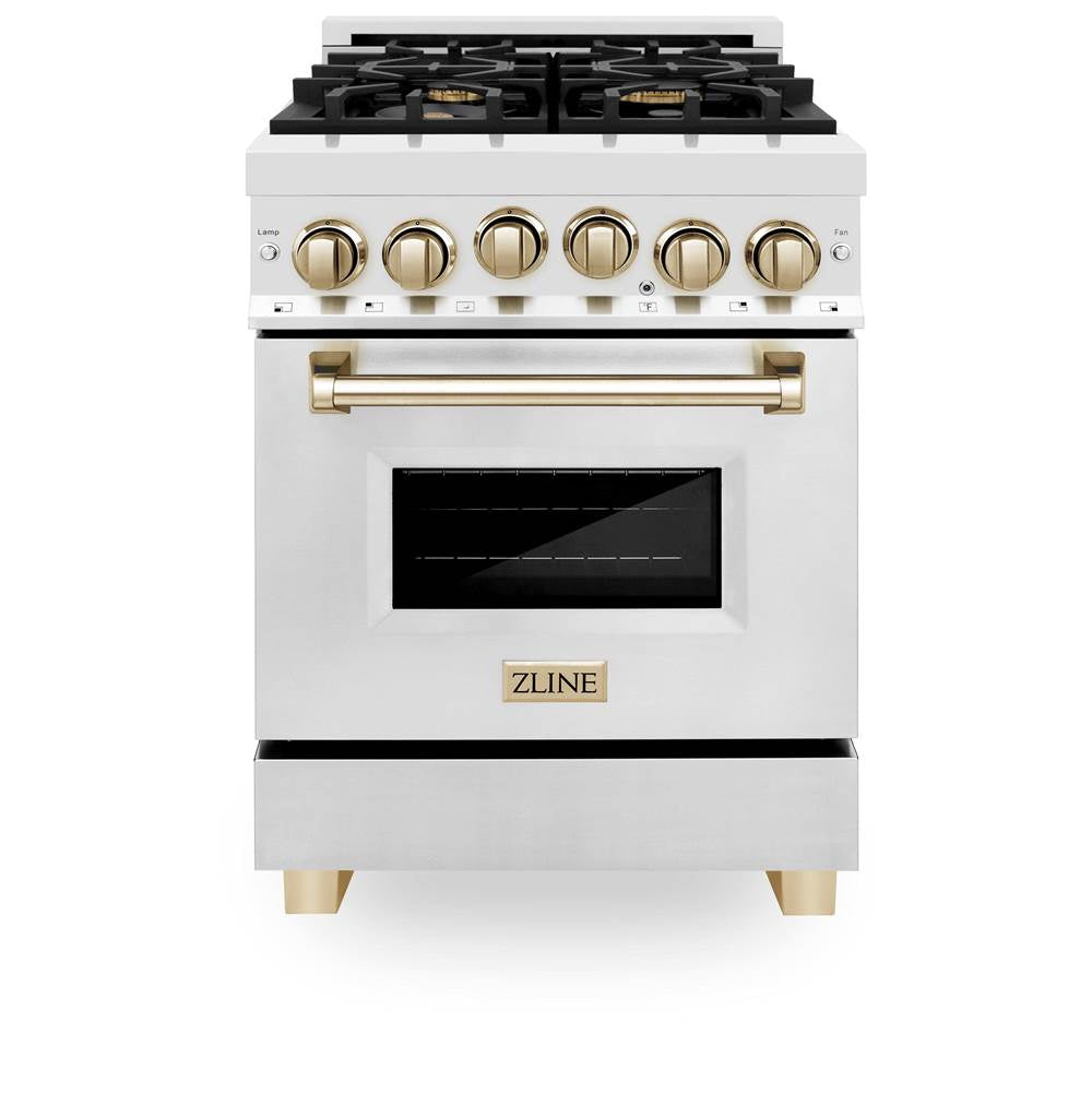 Autograph Edition 24'' 2.8 cu.' Range with Gas Stove and Gas Oven in Stainless Steel with Champagne Bronze Accents