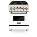 Autograph Edition 24'' 2.8 cu.' Range with Gas Stove and Gas Oven in Stainless Steel with White Matte Door and Champagne Bronze Accents