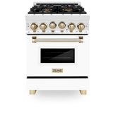 Autograph Edition 24'' 2.8 cu.' Range with Gas Stove and Gas Oven in Stainless Steel with White Matte Door and Champagne Bronze Accents