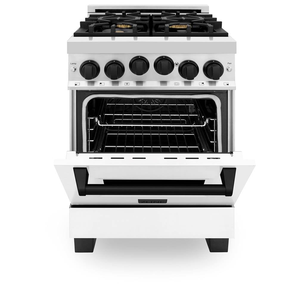 Autograph Edition 24'' 2.8 cu.' Range with Gas Stove and Gas Oven in Stainless Steel with White Matte Door and Champagne Bronze Accents