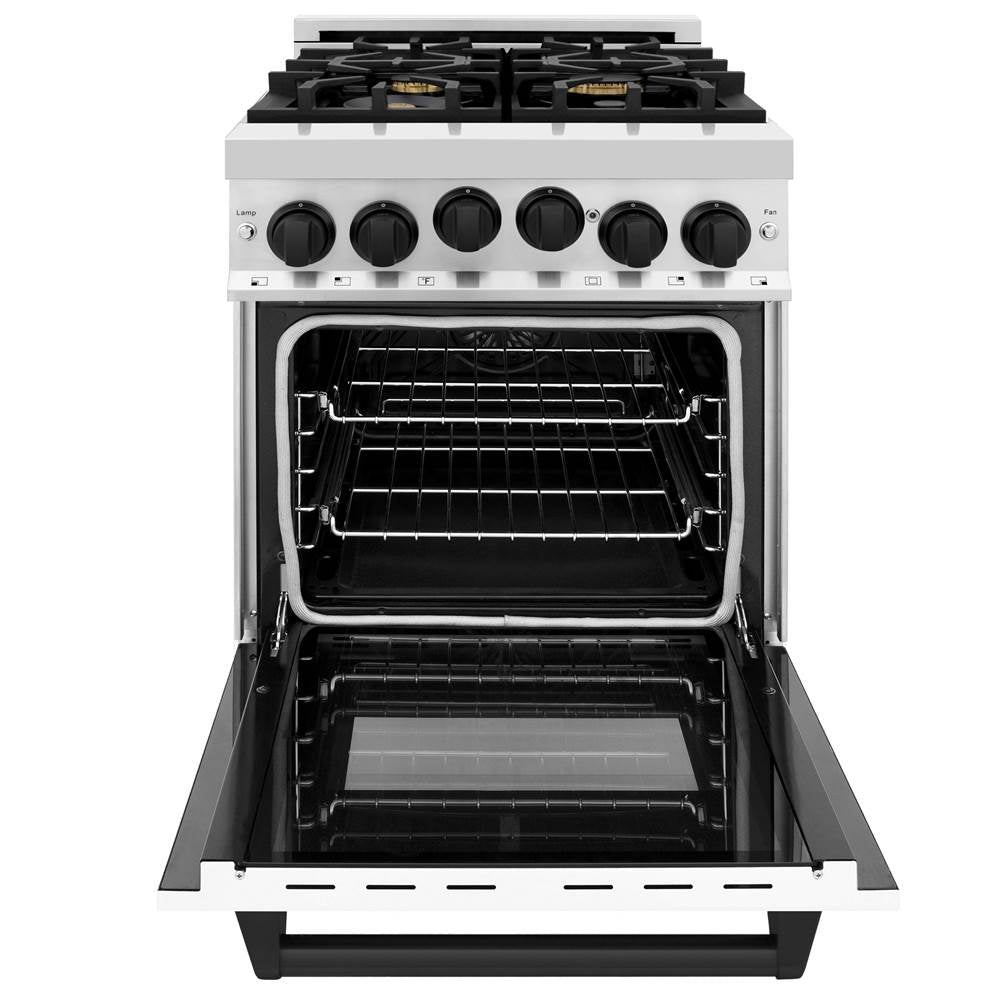 Autograph Edition 24'' 2.8 cu.' Range with Gas Stove and Gas Oven in Stainless Steel with White Matte Door and Champagne Bronze Accents