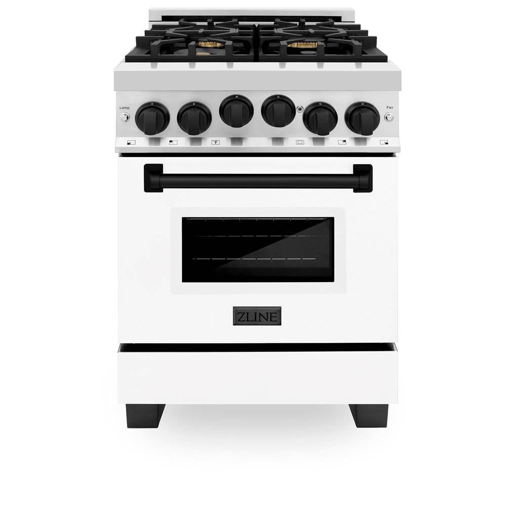 Autograph Edition 24'' 2.8 cu.' Range with Gas Stove and Gas Oven in Stainless Steel with White Matte Door and Champagne Bronze Accents