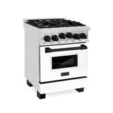 Z-Line - Autograph Edition 24'' 2.8 cu.' Range with Gas Stove and Gas Oven in Stainless Steel with White Matte Door and Matte Black Accents - Matte Black