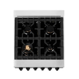 24'' 2.8 cu.' Range with Gas Stove and Gas Oven in DuraSnow Stainless Steel with White Matte Door and Champagne Bronze Accents