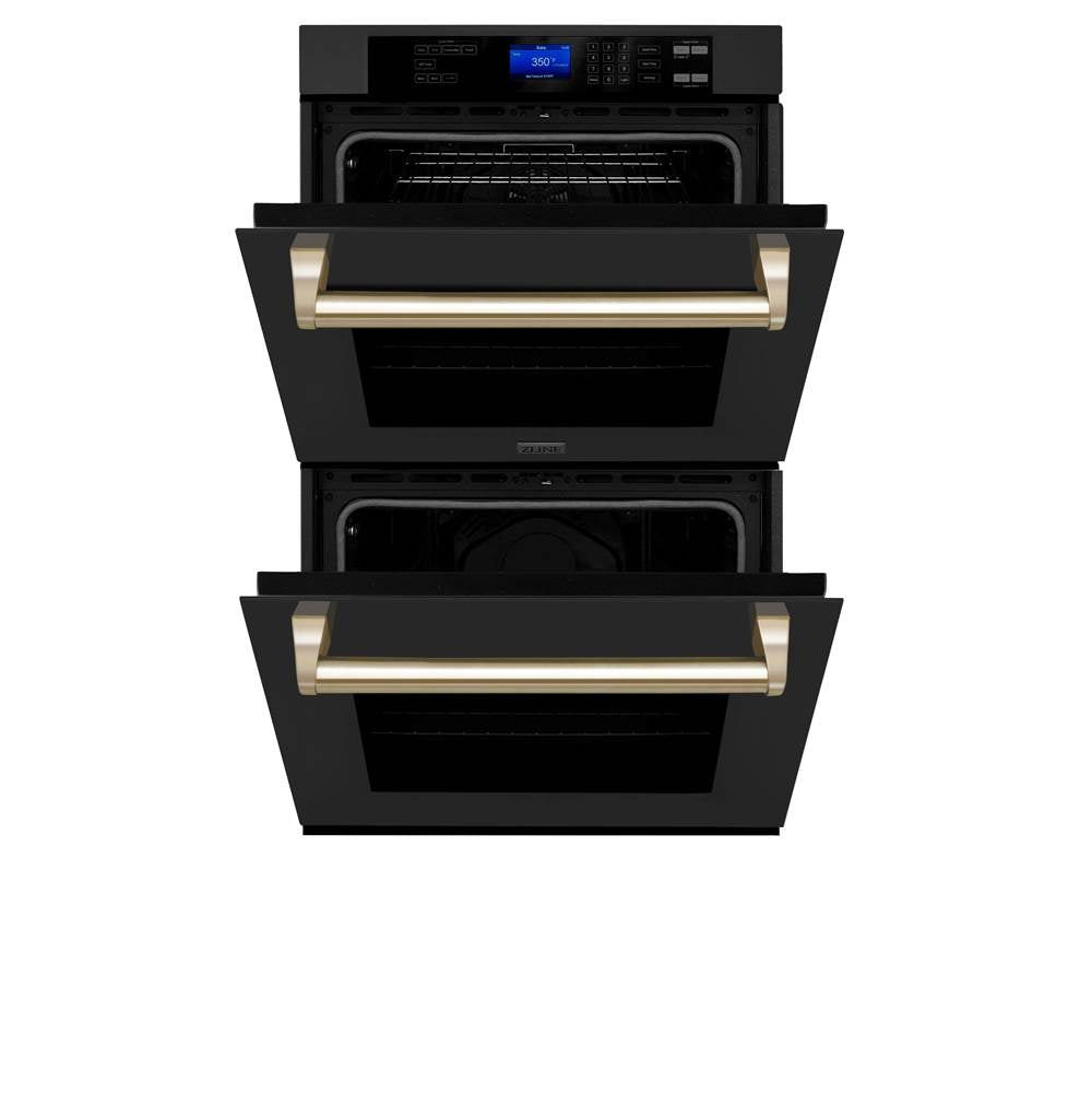 30'' Autograph Edition Double Wall Oven with Self Clean and True Conection in Black Stainless Steel and Champagne Bronze