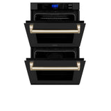 30'' Autograph Edition Double Wall Oven with Self Clean and True Conection in Black Stainless Steel and Champagne Bronze