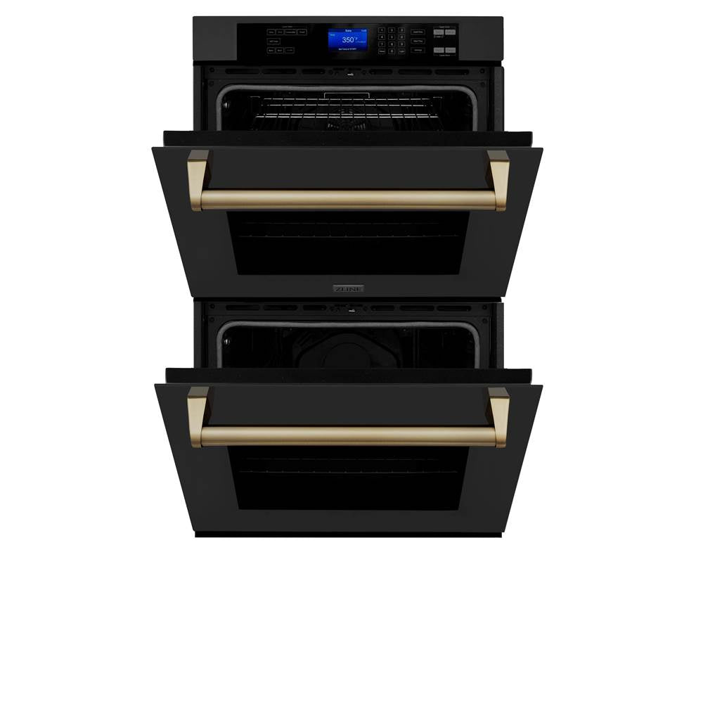 30'' Autograph Edition Double Wall Oven with Self Clean and True Conection in Black Stainless Steel and Champagne Bronze