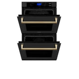 30'' Autograph Edition Double Wall Oven with Self Clean and True Conection in Black Stainless Steel and Champagne Bronze