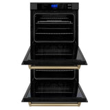 30'' Autograph Edition Double Wall Oven with Self Clean and True Conection in Black Stainless Steel and Champagne Bronze
