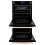 30'' Autograph Edition Double Wall Oven with Self Clean and True Conection in Black Stainless Steel and Champagne Bronze