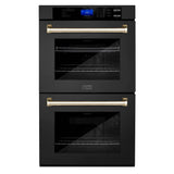 Z-Line - 30'' Autograph Edition Double Wall Oven with Self Clean and True Conection in Black Stainless Steel and Gold - Polished Gold