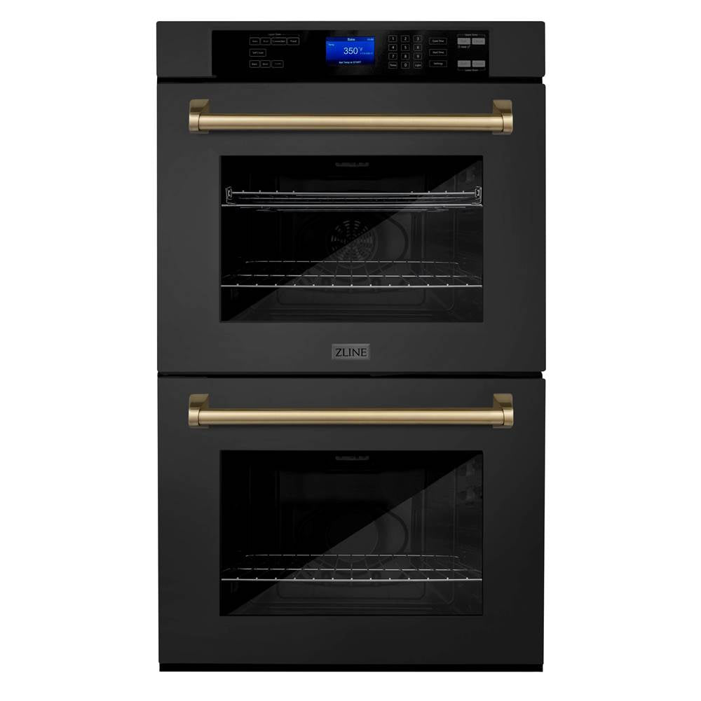 Z-Line - 30'' Autograph Edition Double Wall Oven with Self Clean and True Conection in Black Stainless Steel and Champagne Bronze - Champagne Bronze