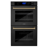 Z-Line - 30'' Autograph Edition Double Wall Oven with Self Clean and True Conection in Black Stainless Steel and Champagne Bronze - Champagne Bronze