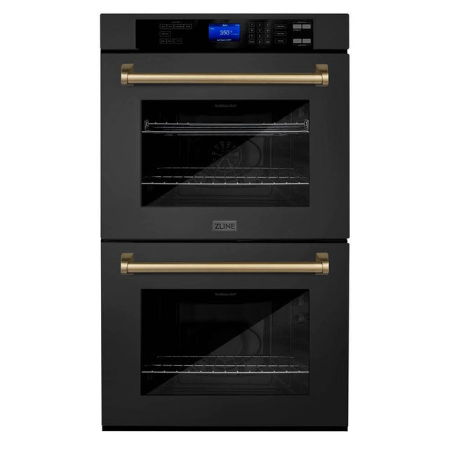 Z-Line - 30'' Autograph Edition Double Wall Oven with Self Clean and True Conection in Black Stainless Steel and Champagne Bronze - Champagne Bronze