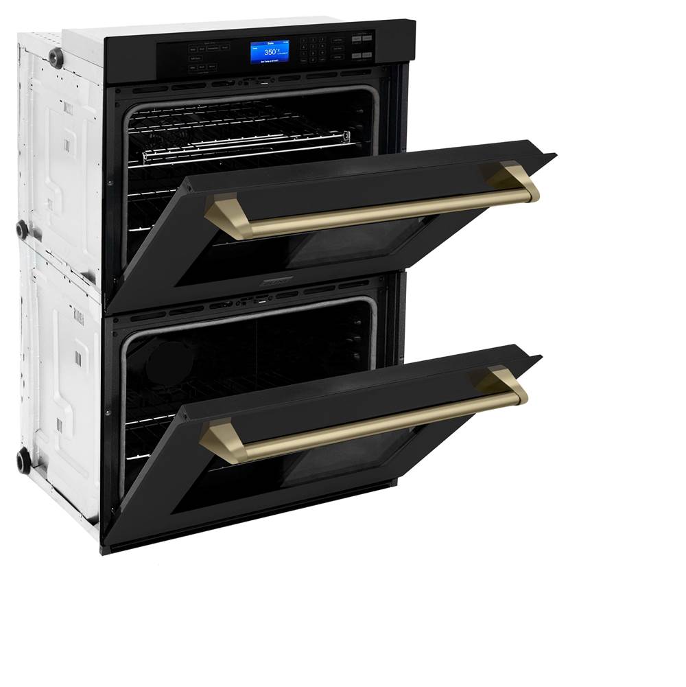 30'' Autograph Edition Double Wall Oven with Self Clean and True Conection in Black Stainless Steel and Champagne Bronze
