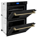 30'' Autograph Edition Double Wall Oven with Self Clean and True Conection in Black Stainless Steel and Champagne Bronze