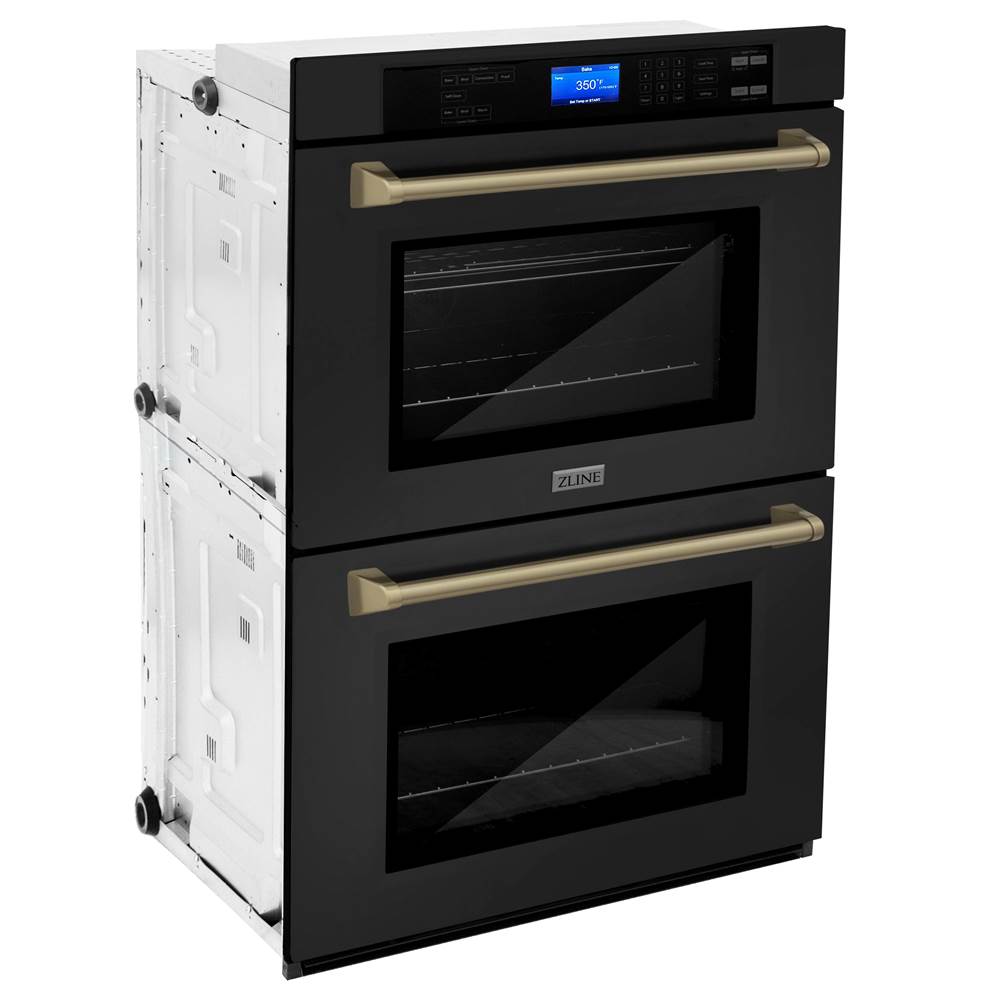 30'' Autograph Edition Double Wall Oven with Self Clean and True Conection in Black Stainless Steel and Champagne Bronze