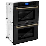 30'' Autograph Edition Double Wall Oven with Self Clean and True Conection in Black Stainless Steel and Champagne Bronze