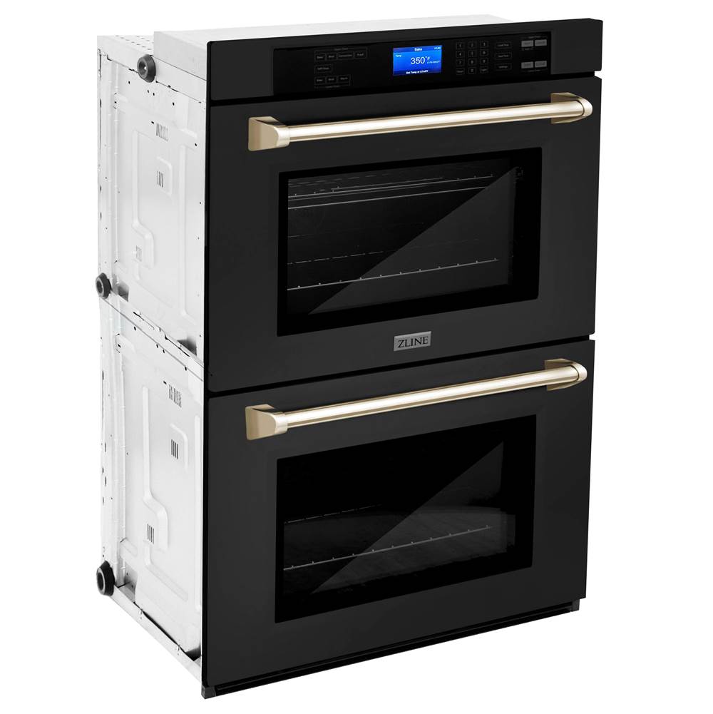 30'' Autograph Edition Double Wall Oven with Self Clean and True Conection in Black Stainless Steel and Champagne Bronze
